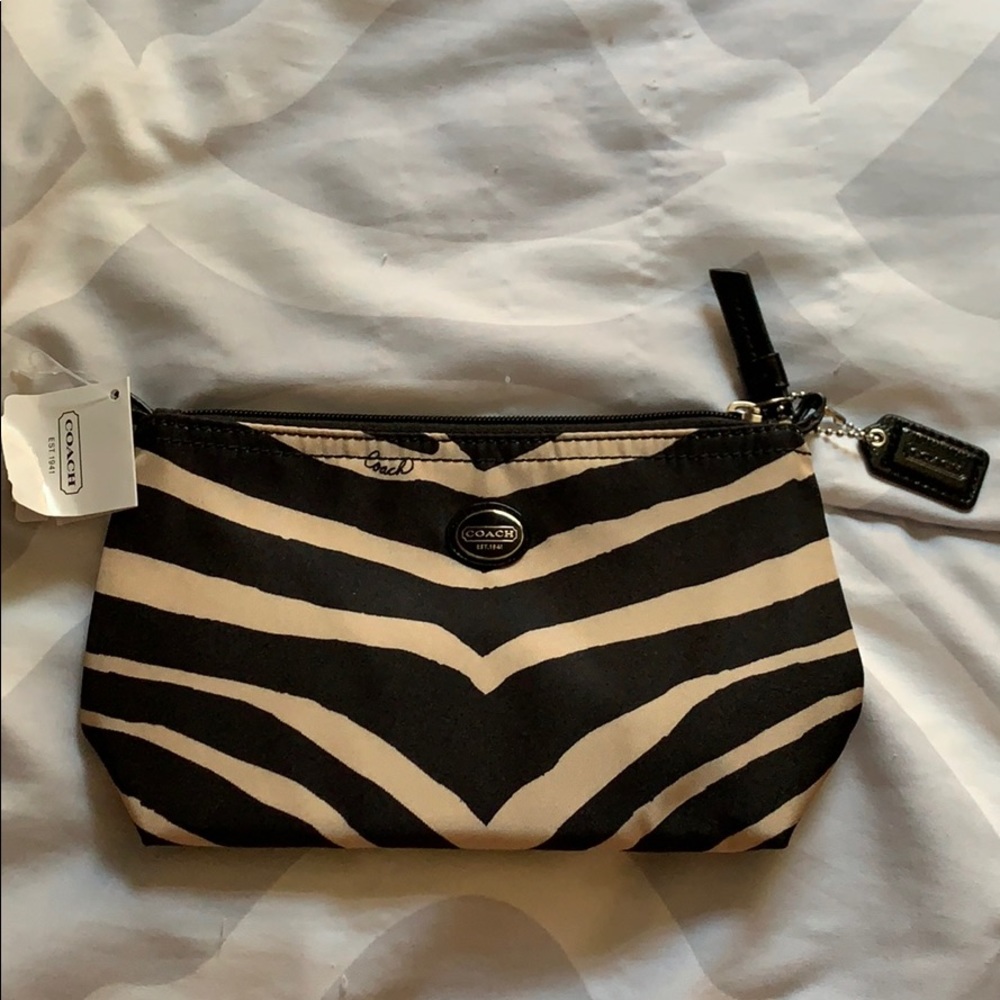 Coach zebra cosmetic bag